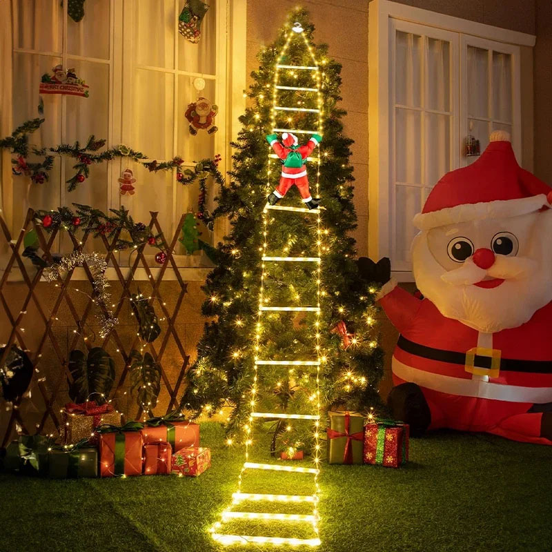 Outdoor Lighting Garden - Светодиодные рождественские гирлянды-лестницы с Дедом Морозом