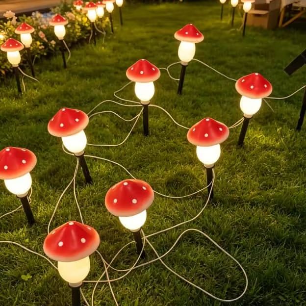 Outdoor Lighting Yard Stakes - Солнечные гирлянды-грибы, водонепроницаемые уличные светильники на