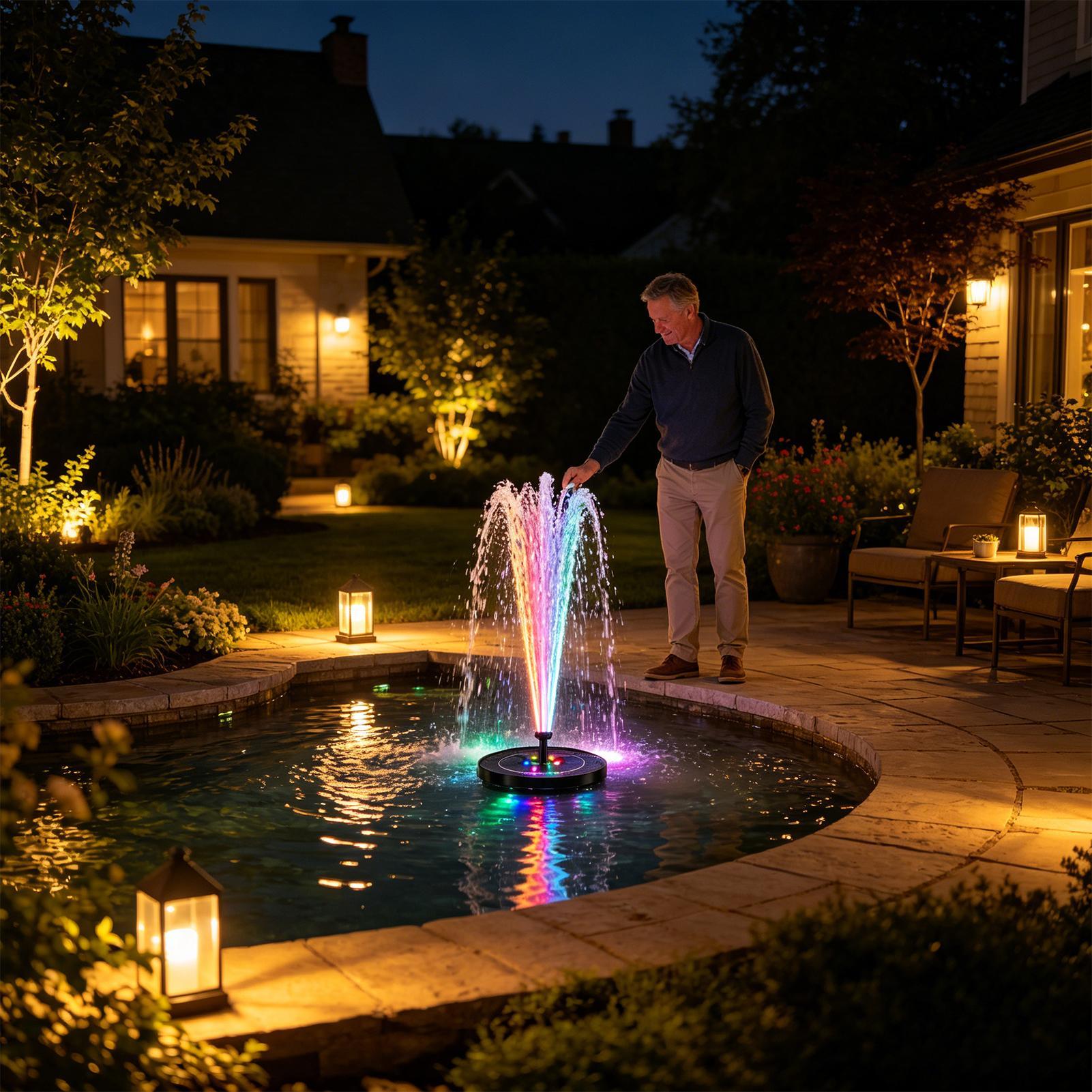 Плавающий солнечный фонтан для – обзор и цена Outdoor Lighting Deck